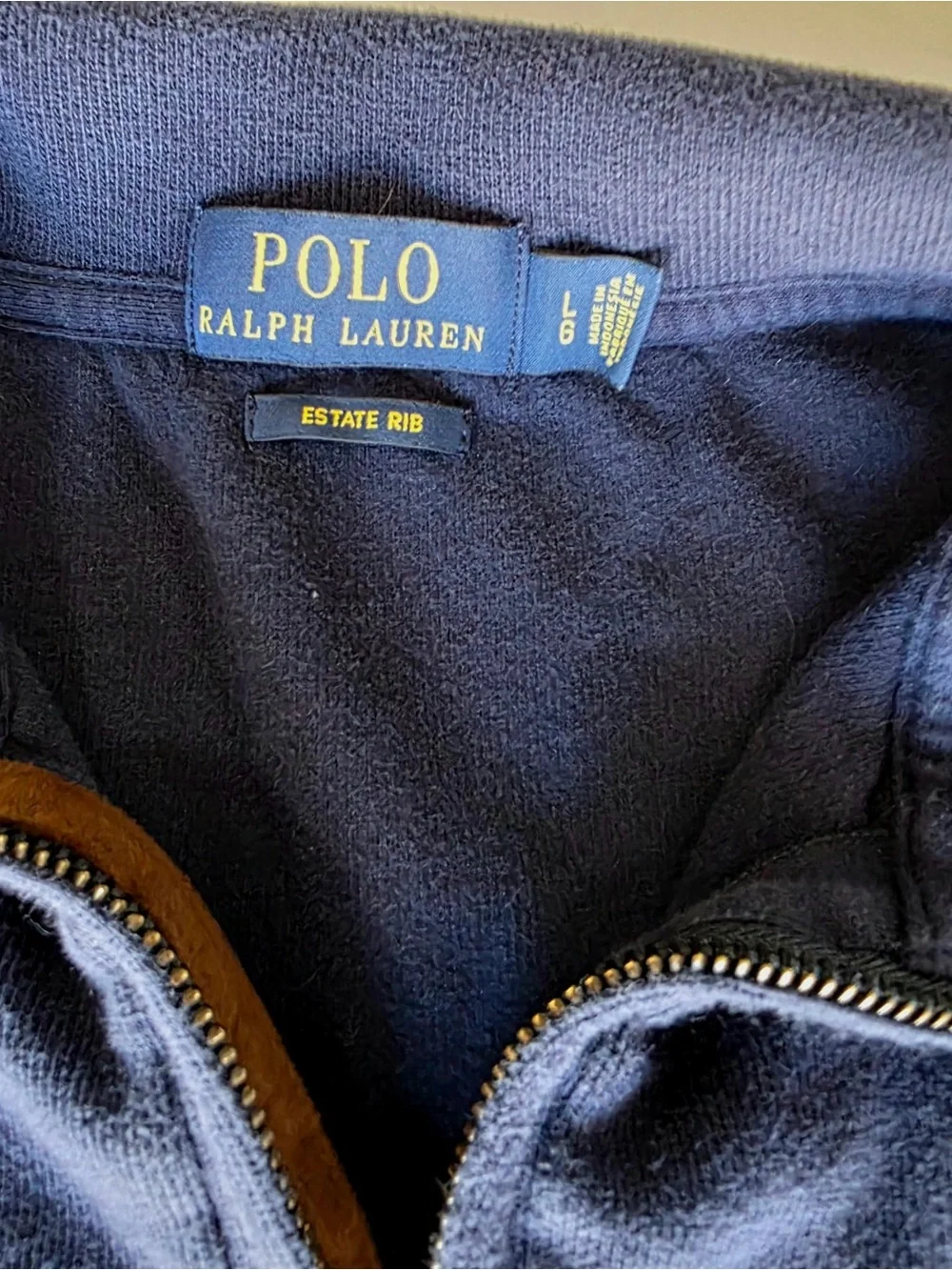 Polo Ralph Lauren Estate Rib Navy Quarter Zip Pullover Men’s L